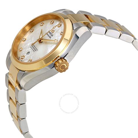 omega watch mother of pearl|omega aqua terra ladies diamond.